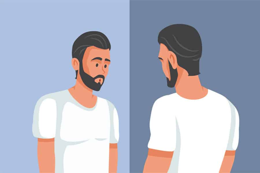 Man Viewing Himself Cartoon